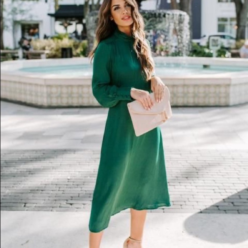 Satin long sleeve dress